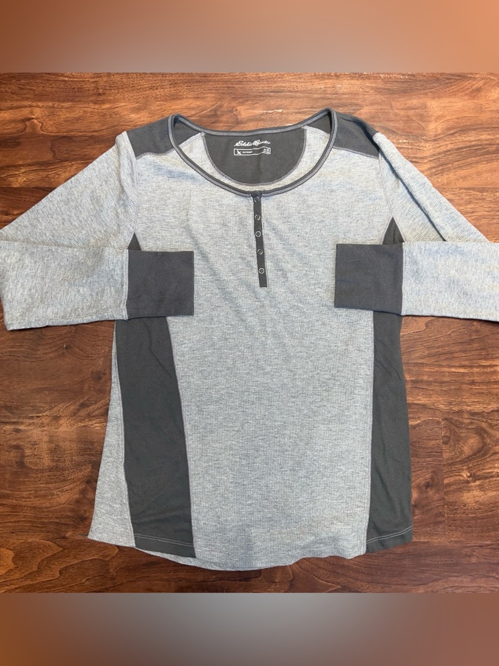 Eddie Bauer Light Gray and Charcoal long sleeve